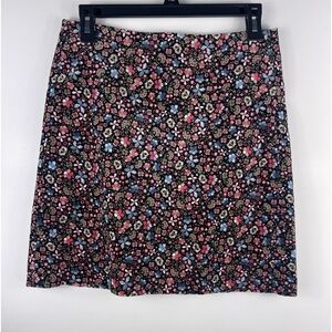 LOFT Ann Taylor Multicolor Floral Velvet Stretch Skirt Double Lining Womens 2